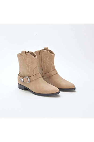 KİABİ Buckled Western Boots BEIGE