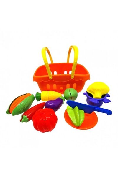 OEM Set de tăiat legume de jucărie cu coș și accesorii, plastic