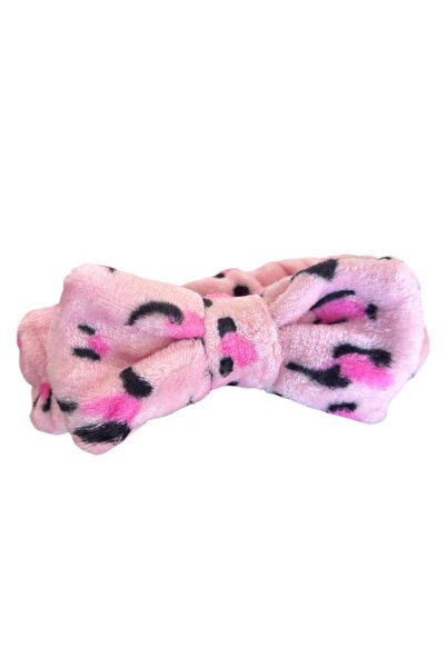 TAKIŞTIR Pink Color Leopard Figured Plush Hair Band
