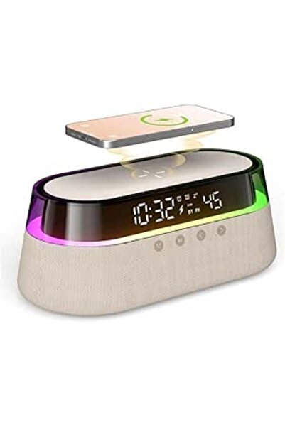 Generic EZVALOO 6-in-1 Digital Alarm Clock — FM Radio, Wireless Charging, Bluetooth Speaker, Night Light