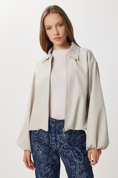 Lovelyİstanbul Mevsimlik İnce Bomber Ceket LMK0003 TAŞ