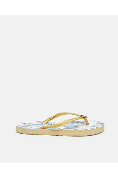 REDTAG Women Gold Floral Print Flip flop