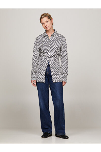 Tommy Hilfiger Women Varsity Seal Print/ Desert Sky Aop Fluid Regular Fit Shirt