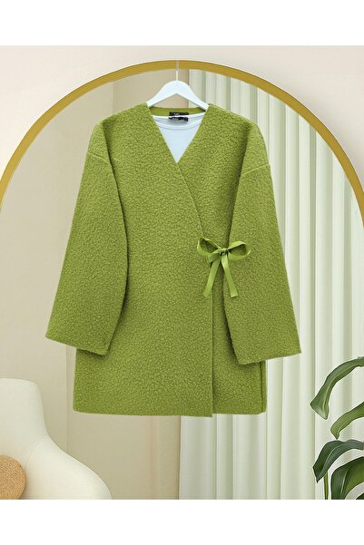 Modamorfo Side Tie Boucle Kimono - Oil Green