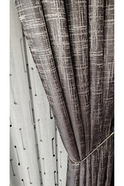 Yuka Panel Backdrop Curtain Gray Asymmetrical Pattern Single Panel 1/3 Regular Pleated Luxury Series Heavy Weight