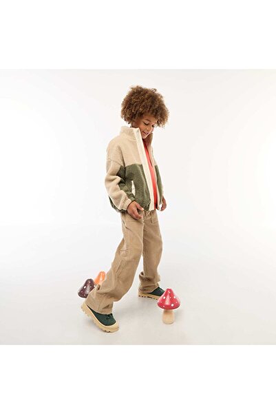 KİABİ بنطلون مخملي سادة واسع الساق باللون البني