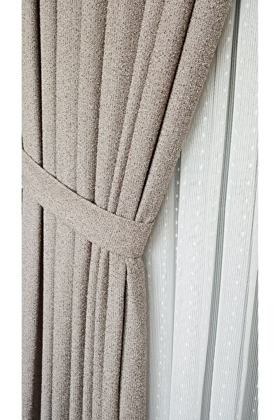 Yuka Panel Backdrop Curtain Mink Stone Pattern Single Panel 1/3 Folded Luxury Series Heavy Weight