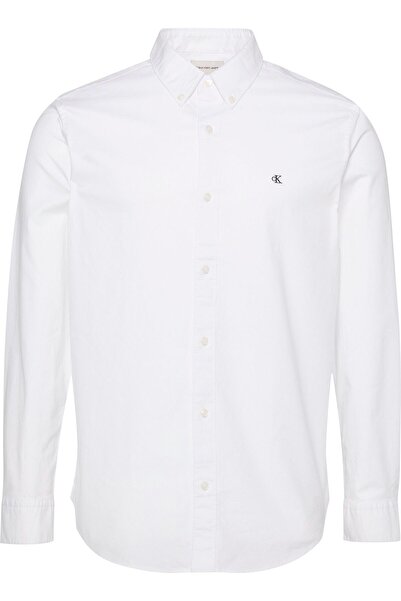 Calvin Klein Erkek Ck Solid Oxford Klasik Gömlek - Beyaz