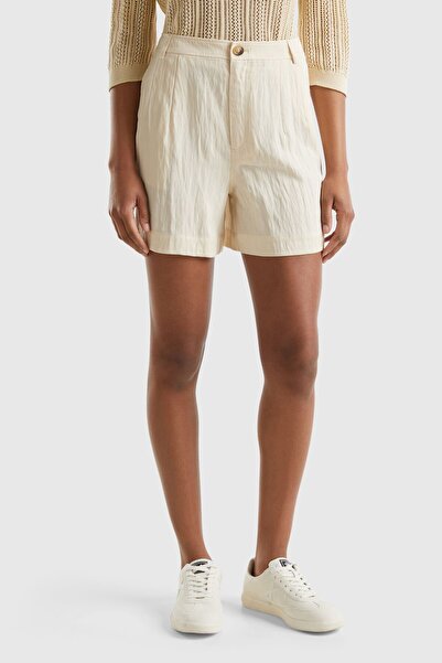 United Colors of Benetton Women's / Girls' Ecru Shorts (Model Code:124P47Ozd901C)