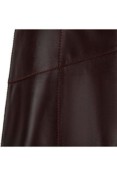 Desa Women's Dark Brown Midi Length Leather Skirt