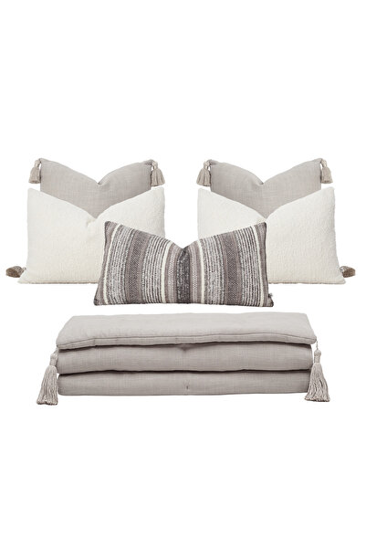 Penelope Aven Throw Pillow Cover 35X70 cm Beige-Grey