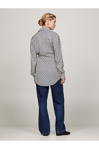 Tommy Hilfiger Women Varsity Seal Print/ Desert Sky Aop Fluid Regular Fit Shirt