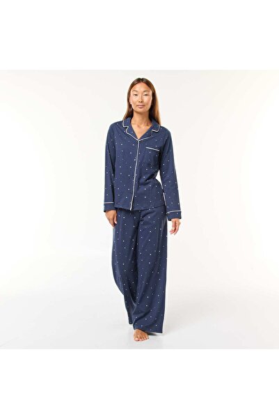 KİABİ Long Shirt and Pants Pajama Set - 2 Piece BLUE
