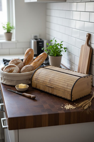 reflekta Büyük Boy Ekmeklik Antrasit Ekmek Kutusu (50 x25 x 17 CM) Kapaklı Sü...