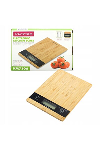 Kamille KM-7106 Kitchen Scale, 1g precision, 0-5kg, LCD display, 20x14.5x2cm, beige/black