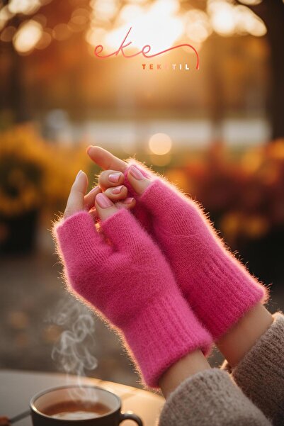 Eke Tekstil Kadın Peluş Kısa Parmak Eldiven