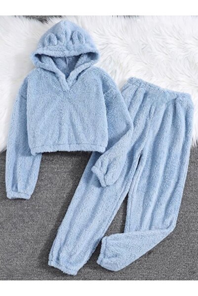 shop Унисекс син плюшен комплект от две части