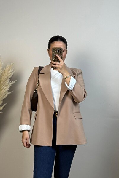Vizon Collection Çizgi Detaylı Bej Blazer
