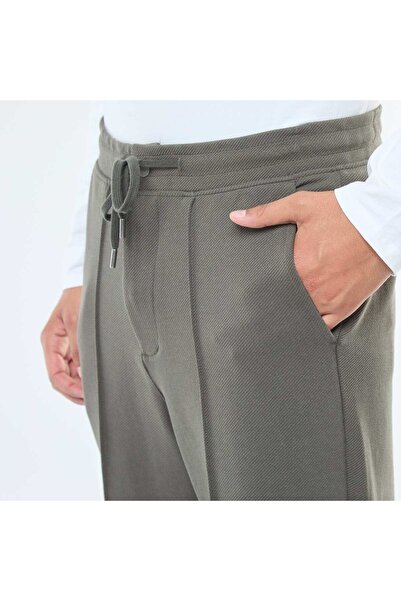 KİABİ Plain piqué knit joggers KHAKI