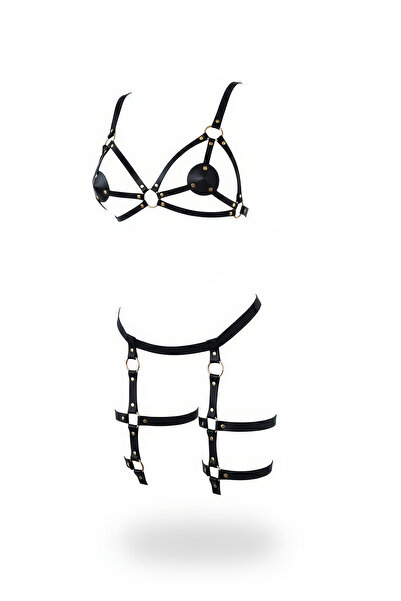 Angels Passion Black Women's Fancy Garter Set - Comfortable Stretchy Texture Stylish Appearance