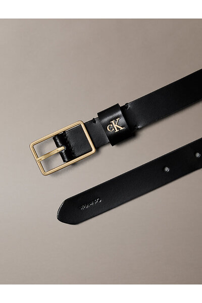 Calvin Klein Kožený opasek s přezkou s logem LV04F7050GYIH OPASEK LV04F7050G YIH