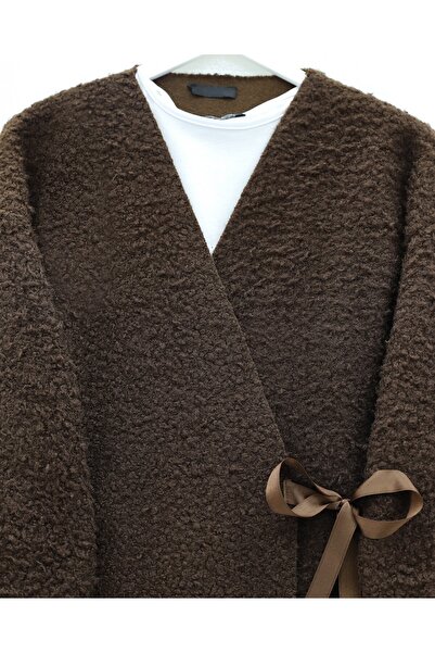 Modamorfo Side Tie Boucle Kimono -K. Brown