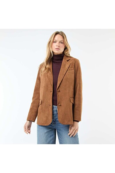 KİABİ Faux Suede Blazer Jacket BROWN