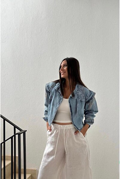 Opera سترة جينز كوروفاز بتفاصيل حجرية