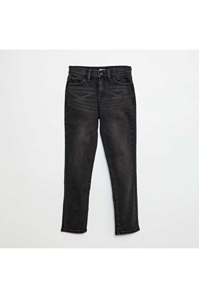 KİABİ بنطلون جينز قطني مطاطي بقصّة قصة ضيقة باللون الرمادي