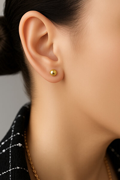 XUPING JEWELRY Vip Gümüş ve Altın Rengi Çelik Top Küpe Günlük Kullanıma Uygun