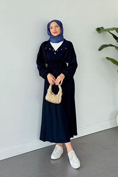 VENT GİYİM Girne Buy Elastic Dress |   Modal Cotton Long Dress – Hijab Casual Dress with Snap Detail