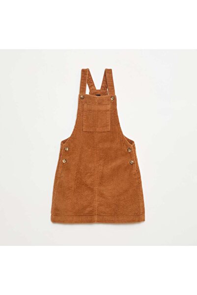 KİABİ Corduroy Overall Dress with Pocket BROWN