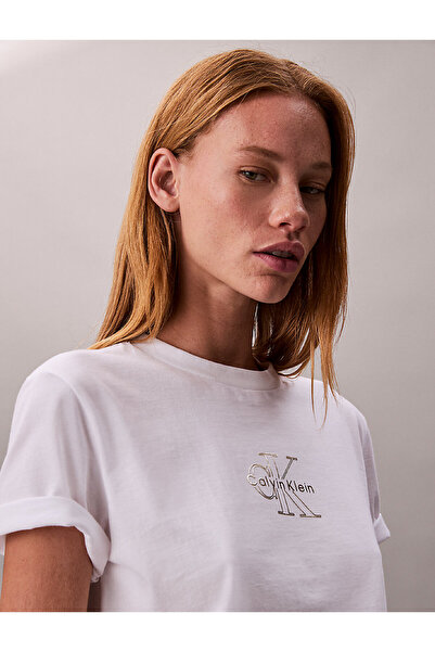 Calvin Klein Jeans Crew Neck Plain White Women's T-Shirt Lv047D873Gyaa