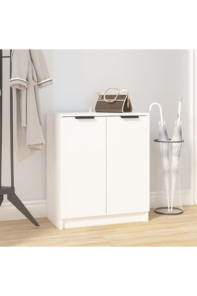 vidaxl خزانة أحذية بيضاء 59x35x70 سم من الخشب الهندسي