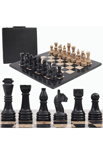 Radicaln 15" Black & Coral Marble Chess Set with Storage Box – Luxury Handmade Board Game