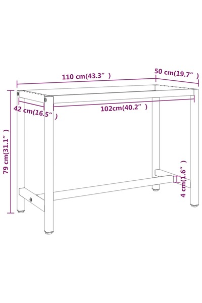 vidaxl إطار طاولة عمل معدني أسود غير لامع وأحمر غير لامع 110 × 50 × 79 سم