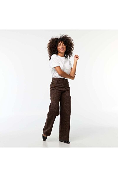 KİABİ High-rise wide-leg jeans BEIGE