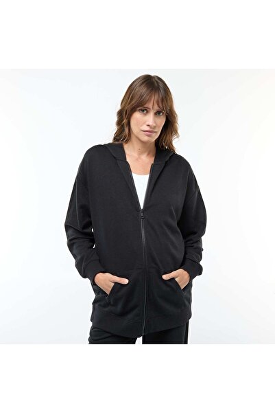 KİABİ Plain Hooded Cardigan BLACK