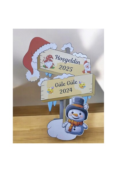 Hayaller Dükkanı Welcome 2026 Decorated Christmas Board with Large Feet -