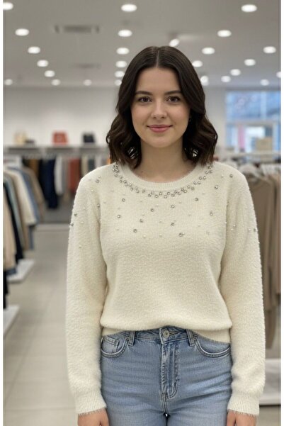 Opera İnci Detaylı Balon Kol Yumoş Kazak