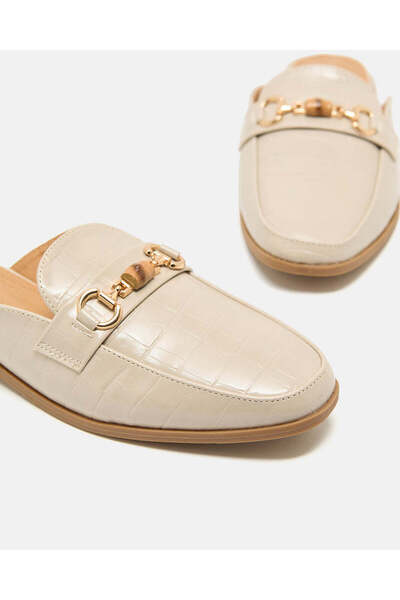 REDTAG Women Ecru Croc Loafer Mule