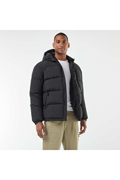 KİABİ سترة منفوخة مبطنة صلبة باللون الأسود