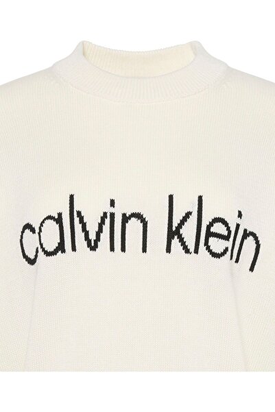 Calvin Klein Pulover tricotat cu logo jacquard pentru femei - crem