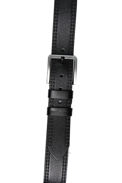 CüzCan Чоловічий ремінь з натуральної шкіри чорного кольору, 4 см, з подвійним швом (KOT/KETEN)