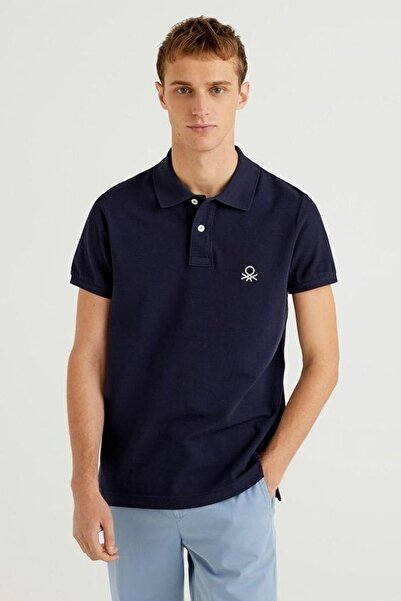 United Colors of Benetton Ανδρικό μπλουζάκι με γιακά πόλο σε μπλε ναυτικό χρώμα (Κωδικός μοντέλου: 3089J3178)