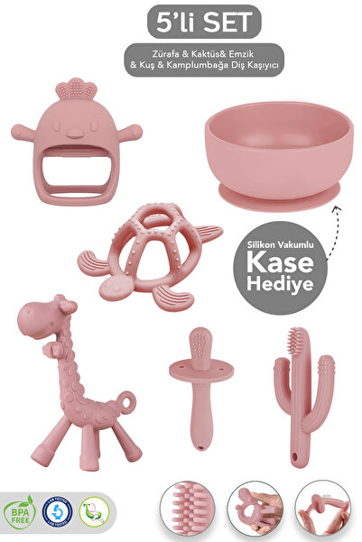Meleni Baby 5'li Silikon Diş Kaşıyıcı Seti - Vakumlu Kase Hediyeli Hayvan ve ...
