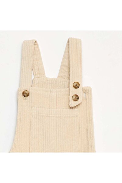 KİABİ Corduroy Overall Dress with Pocket WHITE