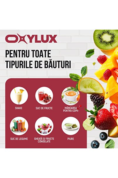 Oxylux Mini Blender Portabil Oxylux®, Capacitate 530ml, Ideal pentru Smoothie, Shake si Calatorii, Negru