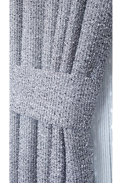 Yuka Panel Backdrop Curtain Gray Stone Pattern Single Panel 1/3 Regular Pleated Luxury Series Heavy Weight