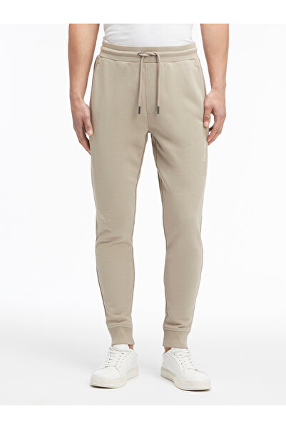 Calvin Klein Men Vintage Khaki Cotton Structured Embroidered Sweatpants